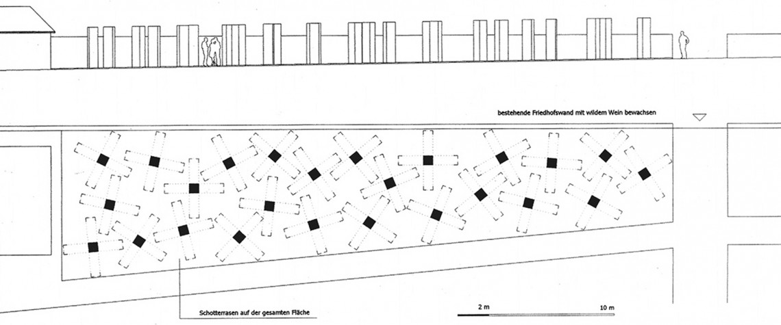 Urnenstelen&#x20;am&#x20;Friedhof&#x20;in&#x20;H&#x00F6;rbranz&#x20;-&#x20;Grundriss&#x20;und&#x20;Ansicht